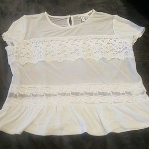 H&M White Sheer Lace top